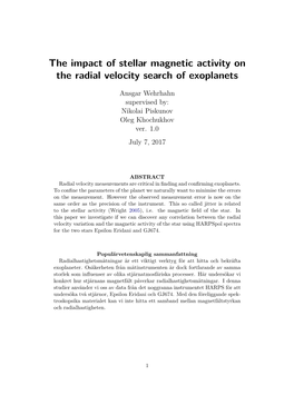 The Impact of Stellar Magnetic Activity on the Radial Velocity Search of Exoplanets