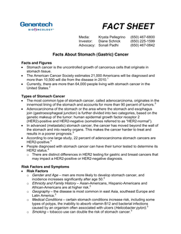 Stomach Cancer Fact Sheet