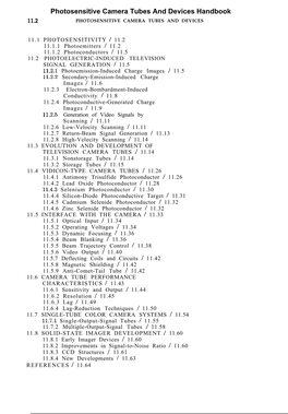 Photosensitive Camera Tubes and Devices Handbook