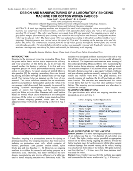 DESIGN and MANUFACTURING of a LABORATORY SINGEING MACHINE for COTTON WOVEN FABRICS Uzma Syed1, Awais Khatri1, R