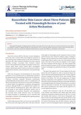 Basocellular Skin Cancer About Three Patients Treated with Vismodegib Review of Your Action Mechanism