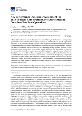 Key Performance Indicator Development for Ship-To-Shore Crane Performance Assessment in Container Terminal Operations