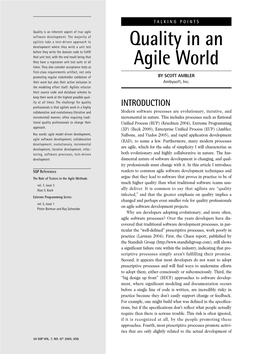 Quality in an Agile World Software