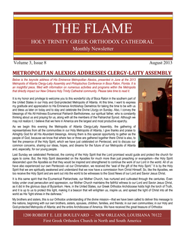 THE FLAME HOLY TRINITY GREEK ORTHODOX CATHEDRAL Monthly Newsletter