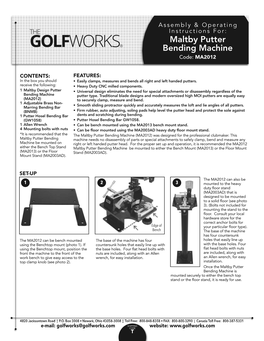 MA2012 Maltby Putter Bending Machine