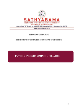 Python Programming – Sbsa1202