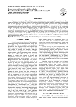 Preparation and Properties of Cheese Fudge Neamah R