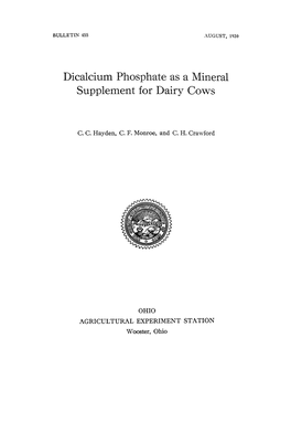 Dicalcium Phosphate As a Mineral Supplement for Dairy Cows