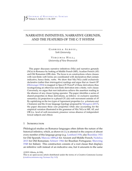 Narrative Infinitives, Narrative Gerunds, and the Features of the C-T System