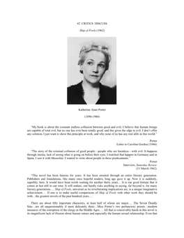 42 CRITICS DISCUSS Ship of Fools (1962) Katherine Anne Porter (1890