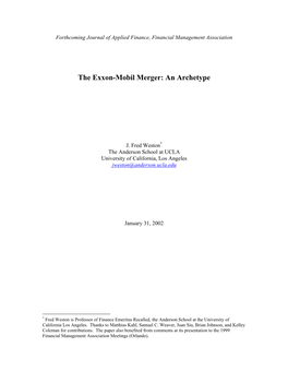 The Exxon-Mobil Merger: an Archetype