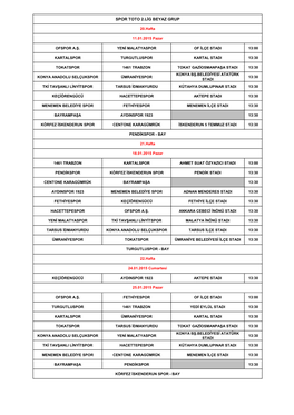 Spor Toto 2.Lig Beyaz Grup