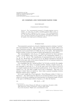 On Complex and Noncommutative Tori