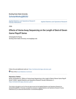 Effects of Home-Away Sequencing on the Length of Best-Of-Seven Game Playoff Series