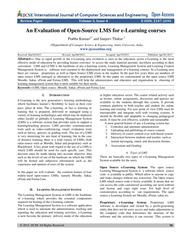 An Evaluation of Open-Source LMS for E-Learning Courses