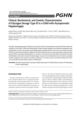 Clinical, Biochemical, and Genetic Characterization of Glycogen Storage Type IX in a Child with Asymptomatic Hepatomegaly