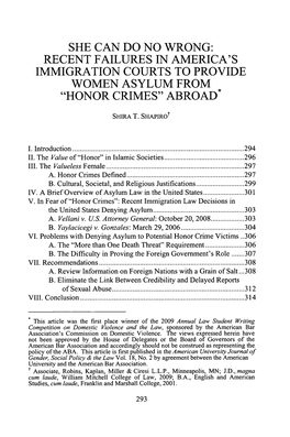 She Can Do No Wrong: Recent Failures in America's Immigration Courts to Provide Women Asylum from 