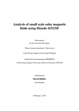 Analysis of Small Scale Solar Magnetic Fields Using Hinode SOT/SP