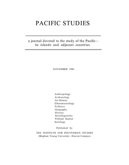 Vol. 10 No. 1 Pacific Studies