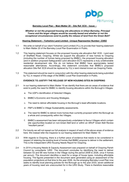 Barnsley Local Plan – Main Matter 20 – Site Ref. EC6 – Issue: