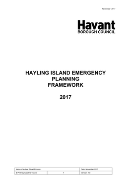 Hayling Island Emergency Planning Framework 2017