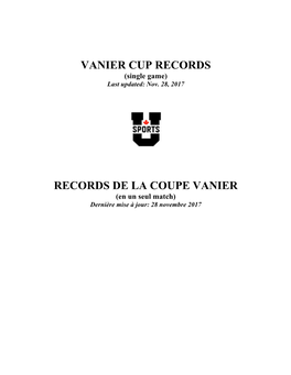 Vanier Cup Records Records De La Coupe Vanier