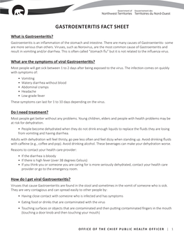 Gastroenteritis Fact Sheet