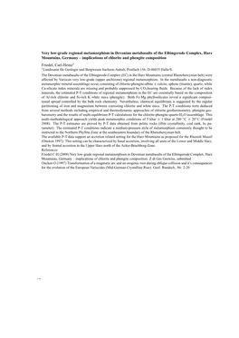 → Very Low-Grade Regional Metamorphism in Devonian