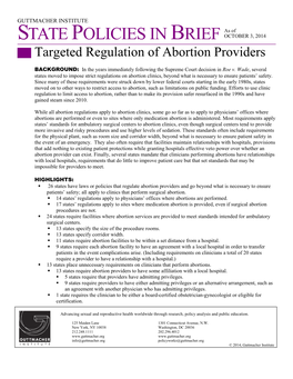 Targeted Regulation of Abortion Providers, Abortion Clinic Regulation