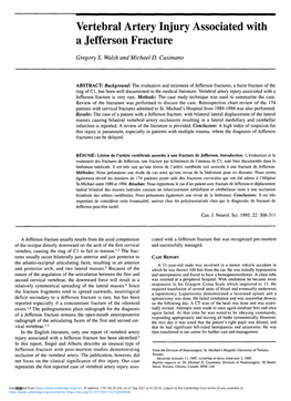 Vertebral Artery Injury Associated with a Jefferson Fracture