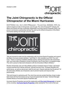 The Joint Chiropractic Is the Official Chiropractor of the Miami Hurricanes