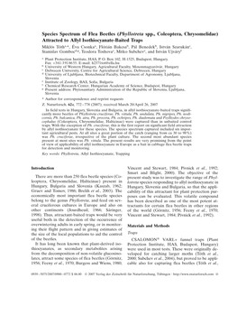 Species Spectrum of Flea Beetles (Phyllotreta Spp., Coleoptera, Chrysomelidae) Attracted to Allyl Isothiocyanate-Baited Traps