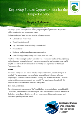 Project Update 2: Taupō Sports Fishery Review