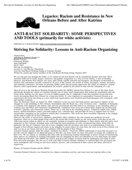 Legacies: Racism and Resistance in New Orleans Before and After Katrina