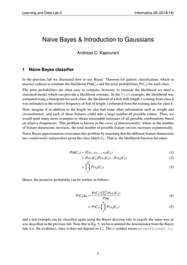 Naive Bayes & Introduction to Gaussians