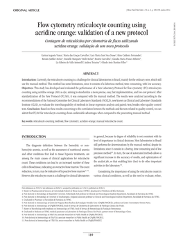 Flow Cytometry Reticulocyte Counting Using Acridine Orange: Validation of a New Protocol Contagem De Reticulócitos Por Citometria De Fluxo Utilizando