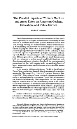 The Parallel Impacts of William Maclure and Amos Eaton on American Geology, Education, and Public Service