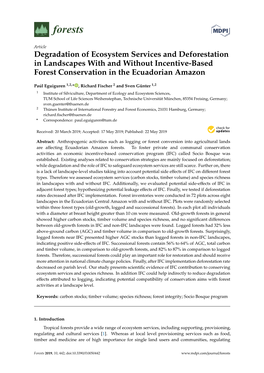 Degradation of Ecosystem Services and Deforestation in Landscapes with and Without Incentive-Based Forest Conservation in the Ecuadorian Amazon