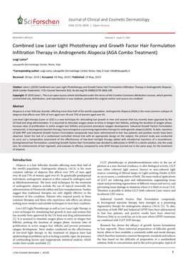 Combined Low Laser Light Phototherapy and Growth Factor Hair Formulationinfiltration Therapy in Androgenetic Alopecia