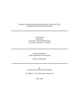 Tensile Strength, Shear Strength, and Effective Stress for Unsaturated Sand