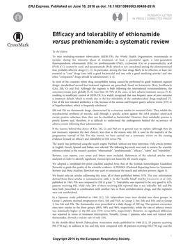 Efficacy and Tolerability of Ethionamide Versus Prothionamide: a Systematic Review