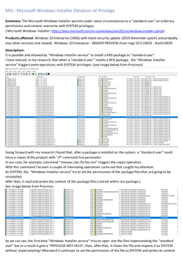 MSI - Microsoft Windows Installer Elevation of Privilege