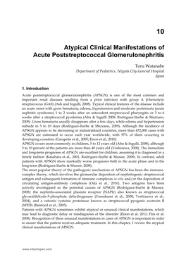 Atypical Clinical Manifestations of Acute Poststreptococcal Glomerulonephritis