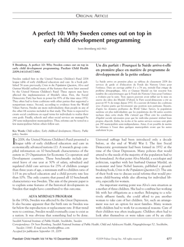 Why Sweden Comes out on Top in Early Child Development Programming