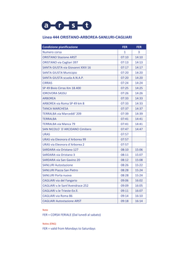 Linea 444 ORISTANO-ARBOREA-SANLURI-CAGLIARI