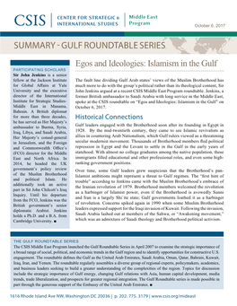 Summary - Gulf Roundtable Series