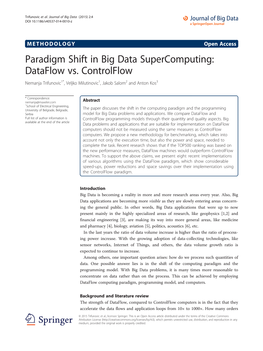 Paradigm Shift in Big Data Supercomputing: Dataflow Vs