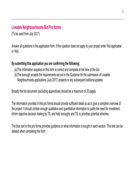 Liveable Neighbourhoods GTC Bid Pro Forma Oct 2017 Final