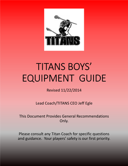 Titans Boys Equipment Guide