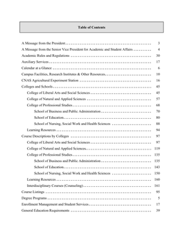 Table of Contents a Message from the President